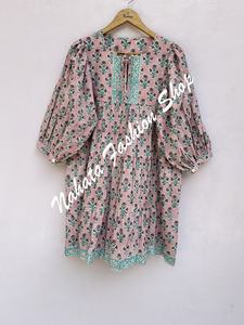 Nueva llegada de las mujeres de color rosa marrón patrón floral impreso verano Mini Maxi 3/4th mangas Mini Maxi vestido para las mujeres - Product Image 6