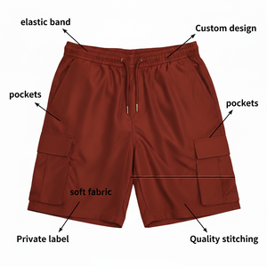 Pantalones cortos de hombre de algodón de color liso, estilo casual, tipo cargo, de media longitud, ajustados, de talla grande, con 6 bolsillos, ¡los más vendidos! - Product Image 6