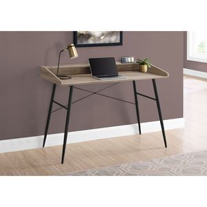 Contemporary Modern 48\"L Home <b>Office</b> <b>Computer</b> Desk with Storage Shelves Brown Laminate & Black Metal for Laptop Work - Product Image 5