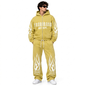 Ensemble survêtement homme personnalisé en molleton de coton épais, coupe oversize, avec logo vieilli, style streetwear - Product Image 5