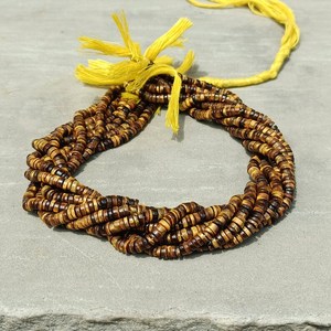 Cuentas de Ojo de Tigre Marrón Lisas en Forma de Neumático (Heishi) de 4-5mm, Cuentas de Piedra Preciosa en Forma de Rueda para Fabricación de Joyas, 13 Pulgadas, Venta al por Mayor - Product Image 2