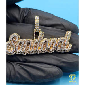 Iced Out Luxury <b>Name</b> Pendant Custom Moissanite Diamond Hip Hop Necklace Bling <b>Chain</b> Jewelry - Product Image 2