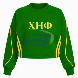 Chi Eta phi เสื้อกีฬาแขนยาวสีเหลืองและสีเขียวสำหรับเสื้อครอปสีเหลืองเสื้อสเวตเตอร์พิมพ์ลายท่อเสื้อวิทยาลัย - Product Image 2