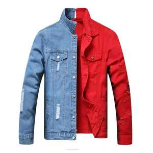 Chaqueta para hombre, moda de invierno, estilo urbano, chaqueta vaquera para hombre, dos colores, manga regular, jeans extragrandes, logotipo frontal, servicio OEM - Product Image 1