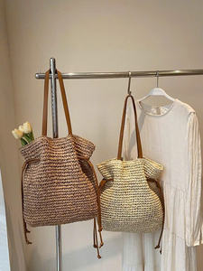 Sac à main en raphia de papier, nouveau style, prix de gros le plus bas, pour femme, été 2026, avec sac en cuir - Product Image 5