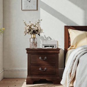 Table de chevet classique en bois 22'' x 16'' x 22,7'' en cerisier, meuble élégant pour chambre à coucher - Product Image 6