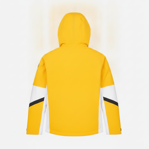 เสื้อแจ็คเก็ตพัฟเฟอร์มีฮู้ดสีเหลืองสำหรับผู้ชาย ดีไซน์สปอร์ตกันน้ำ พร้อมโลโก้สกี เหมาะสำหรับใส่กลางแจ้งในฤดูหนาว - Product Image 3