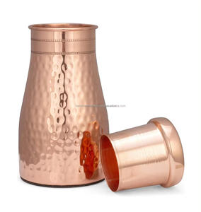 Botella de agua de cobre martillado, recipiente de cobre puro Ayurvédico, botella de agua para yoga, botella de agua de cobre para beber, novedad - Product Image 3