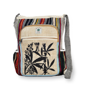 กระเป๋าสะพายไหล่ผ้าป่าน/ผ้าฝ้ายสำหรับผู้หญิง พร้อมช่องใส่ของด้านข้าง - Product Image 1