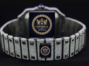 Montre mécanique carrée pour homme Imperial Jewels 42 mm, incrustée de moissanite, tourbillon analogique, luxe, mode, bracelet en acier inoxydable - Product Image 3