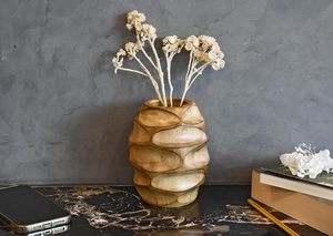 แจกันดอกไม้ไม้สีน้ำตาลแกะสลักด้วยมือ ดีไซน์รูปไข่แบบนามธรรมทันสมัย สำหรับตกแต่งบ้าน โต๊ะทางเข้า ห้องนั่งเล่น - Product Image 3