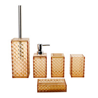 Juego de Accesorios de Baño Hotel Blue, Diseño Bohemio de Plástico, Dispensador de Jabón, Portacepillos de Dientes, Jabonera, Vaso, Organizador de Encimera