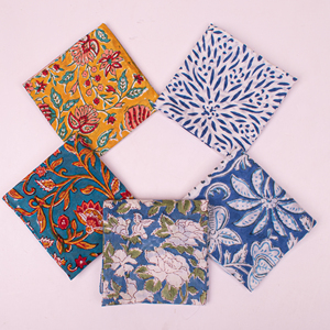 Mouchoirs en coton de luxe imprimés à la main, style bohème vintage, bandana pour femmes, artisanat écologique, réutilisable, cadeau - Product Image 5