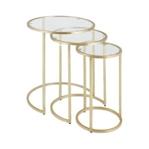 Petite table basse ronde moderne avec structure en acier, design élégant en métal pour salons, chambres ou patios - Product Image 1