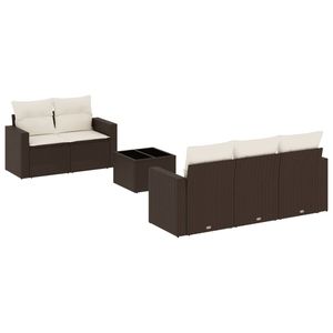 Juego de 6 Sofás Modulares Grandes de Ratán PE Marrón para Jardín, Muebles Duraderos para Exteriores - Product Image 2