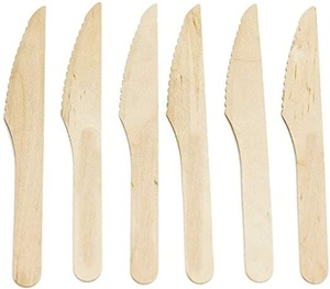Couteau en bois de bouleau compostable en gros, 155 mm, pour gâteaux, desserts et services de traiteur, lot de 25 pièces pour célébrations et réceptions - Product Image 1