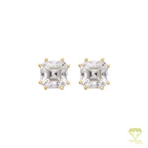 Contemporary Princess Cut Moissanite <b>Diamond</b> <b>Earrings</b> 925 Sterling Silver <b>Square</b> Premium Stud Jewelry - Product Image 4