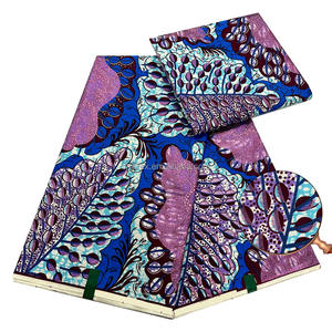 6 Yards 100% Coton Super Pailleté Tissu Imprimé Wax Africain Afrique Pagne Peigné Technique Tissé Uni Extensible - Product Image 5