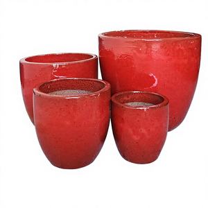 Popular Trendy Selling Eco-Friendly <b>Ceramic</b> Clay <b>Egg</b>-Shaped Glazed Creative Flower Pots Drainage Hole Planting Green Trees - Product Image 1