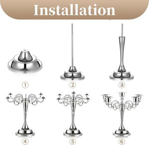 Candelabro de Cinco Brazos Warm Presence, Portavelas de Metal Plateado de 10.6 Pulgadas, Decoración Duradera para el Hogar, Uso en Bodas - Product Image 6