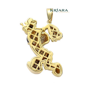 Hip Hop 925 Silver Mickey <b>Mouse</b> Pendant Lab Grown Diamond Cartoon Charm Gold Plated Unisex Jewelry - Product Image 4