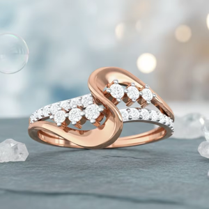 แหวนเพชรรูปทรง S สีโรสโกลด์สุดหรูสำหรับผู้หญิง - Product Image 1