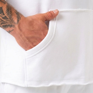 Prix d'usine, logo personnalisé, débardeur à capuche sans manches pour homme, couleur unie, tricoté, vêtements décontractés avec poches - Product Image 6