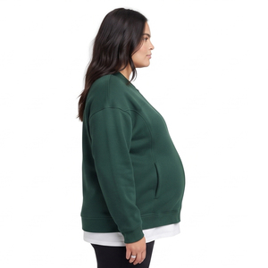 Plus Size 100% Cotton Fleece Maternity Jacket Women Breastfeeding <b>Nursing</b> Jackets Ladies Crew Neck Maternity Hospital Jacket - Product Image 5