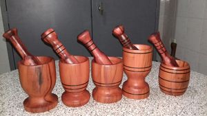 Eco Sustainable Wood Mortar and Pestle <b>Grinder</b> Set Traditional Manual Mashing Bowl for Home and Restaurant Use - Product Image 3