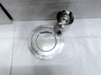 Gelas Anggur Kuningan Bebas Timbal Premium Buatan Pabrik India, Lapisan Nikel Perak, Logo Kustom, Kiddush, Desain Modern, Buatan Tangan