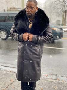 Veste d'aviateur en cuir véritable Eoin Winston Sports avec col en fourrure bordeaux, veste d'hiver pour homme - Product Image 4