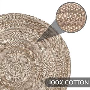 Tapis rond en jute naturel tressé 2026 avec support en toile de coton pour salon, camping, intérieur et extérieur - Product Image 2