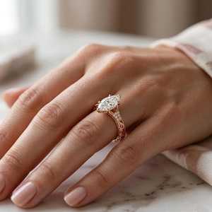 Bague solitaire halo en moissanite taille marquise 1,01 carat, argent 925 original avec rhodium, cadeau romantique pour les mariées - Product Image 3