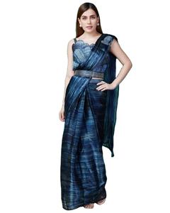 Saree By Fab Zone Dernier Créateur Organza Soie Broderie Séquence Travail Prêt à Porter - Product Image 1