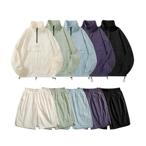 Ensemble de survêtement pour homme, coupe-vent d'été, short, 1/4 zip, nylon léger, 2 pièces, tenue de sport décontractée - Product Image 1