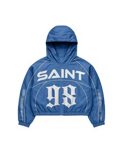 Ensemble veste coupe-vent à capuche et short Saint 98 multicolores |   Veste zippée oversize et short |   Ensemble assorti streetwear OEM privé - Product Image 4