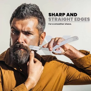 Rasoir droit de barbier en acier inoxydable de haute qualité pour hommes, construction durable, prise en main confortable, conception sécurisée, professionnel - Product Image 6