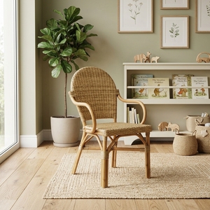 Nouvelle chaise de bistrot moderne et minimaliste en rotin brun naturel, fauteuil pour café français, restaurant, terrasse, mobilier d'extérieur - Product Image 4