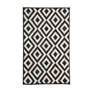 Tapis rectangulaire moderne à motif géométrique, tissage plat, noir et blanc, décoration de salon - Product Image 5