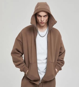 Men's Streetwear Oversized <b>Zip</b> <b>up</b> Hoodies Casual Blank Wholesale Zipper Tracksuit Full Face <b>Zip</b> <b>up</b> Tracksuit - Product Image 2