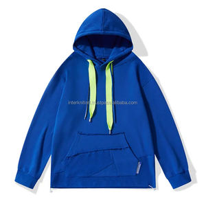 Sweat-shirt à capuche bleu pour homme, coupe droite, épaules tombantes, avec logo sur le devant - Product Image 1