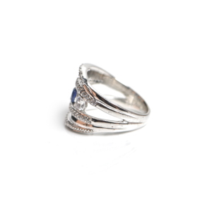 Bague en pierre de cyanite naturelle, argent sterling 925, sertissage clos, plaqué or, luxe, pour femme, fiançailles, anniversaire, mariage - Product Image 3