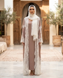 Abaya en pashmina, laine mérinos, dentelle, collection de créateurs, soirée/occasion formelle, longueur au sol, toutes saisons, dernière tendance, Dubaï - Product Image 1