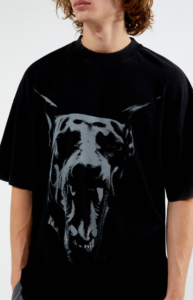 T-shirt RALMED SPORTS surdimensionné pour homme, noir, 100 % coton, 280 g, avec imprimé panthère, style streetwear, manches courtes, col roulé, coupe classique - Product Image 4