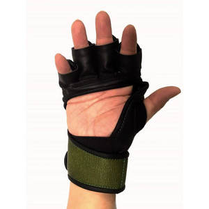 Guantes de Entrenamiento de Artes Marciales, Medios Dedos, Material PU, Cierre de Velcro, Verde y Negro, para Adultos - Product Image 6