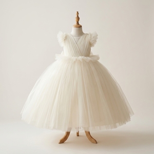 Vestido de Fiesta Tutupetti Etherea Ivory para Niña, Estilo Princesa, en Satén Suave de Lujo, para Boda, Primera Comunión, Cumpleaños - Product Image 1