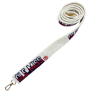 OLE MISS Sangle de sac à main en coton perlé Sangle de sac à bandoulière artisanale Brodé de perles audacieuses Design Game Day Durable Grand cadeau - Product Image 1