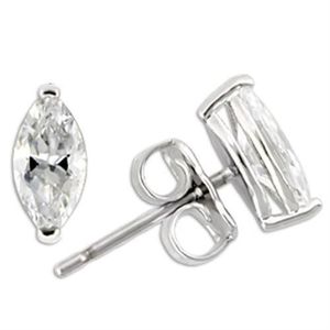 0W167-Orecchini a Perno Raffinati in Argento Sterling 925 Placcato Rodio con Zirconi Cubici Trasparenti di Grado AAA - Product Image 1