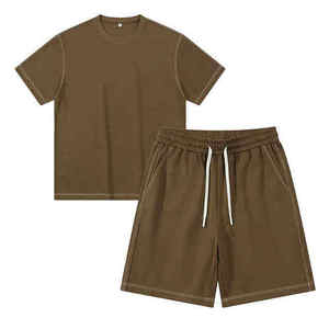 Men's Summer Breathable Quick Dry 100% Cotton Fashion Shorts and T-Shirt <b>Set</b> Plus Size Casual High Street Style <b>Twin</b> <b>Set</b> - Product Image 1