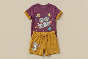 Ensemble deux pièces en coton pour enfants : T-shirt et short respirants, légers et confortables pour l'été – Tailles personnalisées, approvisionnement en gros - Product Image 5